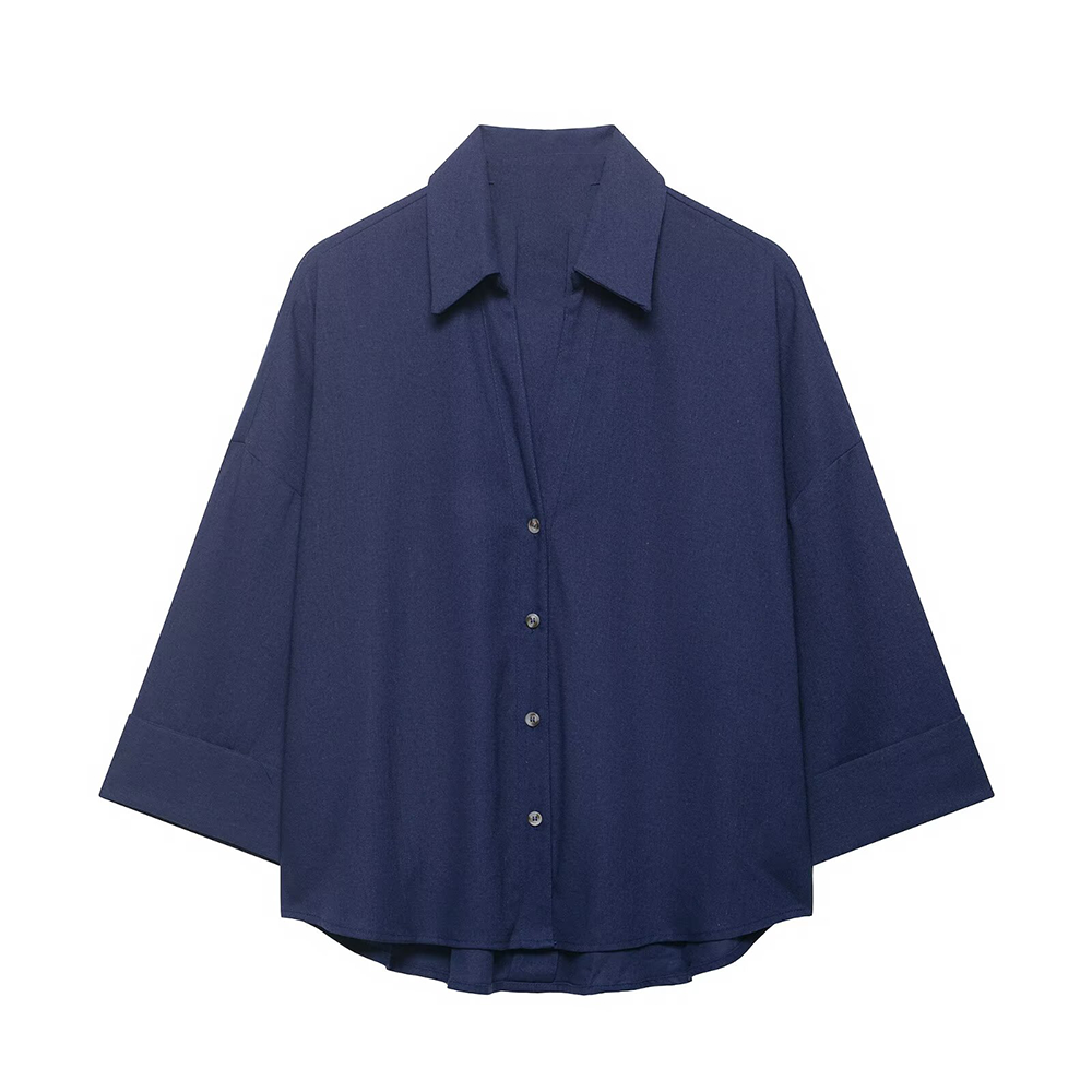 Women's casual lapel button up shirt