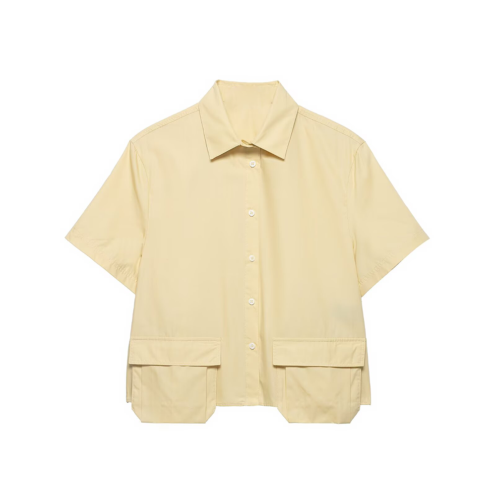 suit Women's 2 pieces pocket decoration casual lapel shirt+skirt