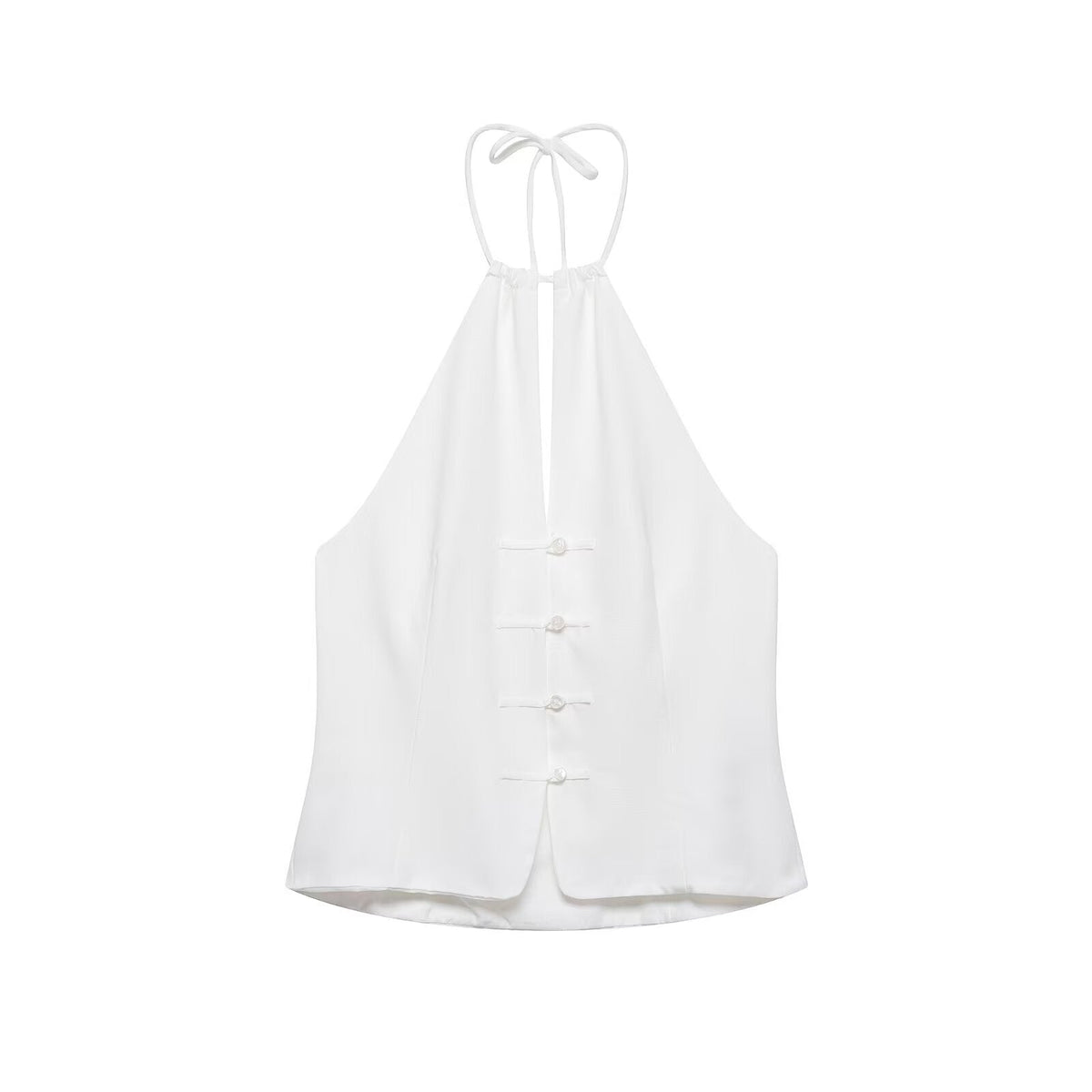 suit Women's 2 pieces buckle decoration hanging neck top+shorts