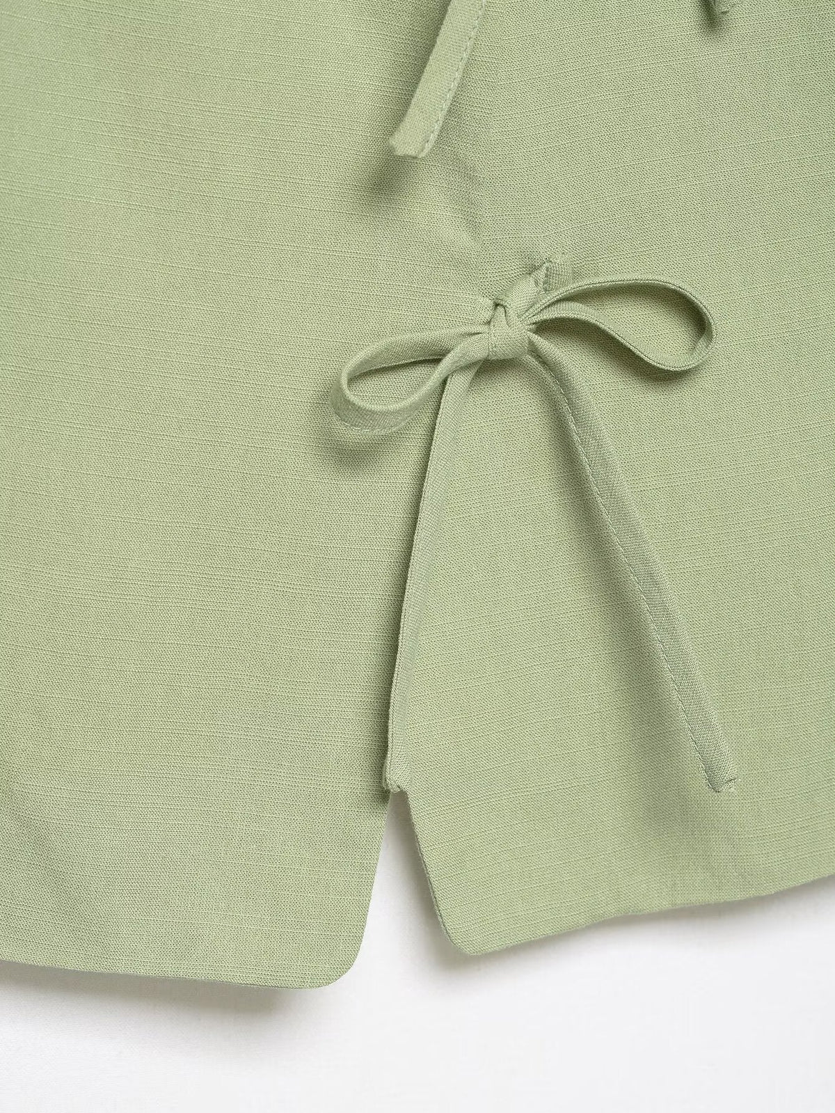 suit Women's 2 pieces bow decoration hanging neck top+culottes