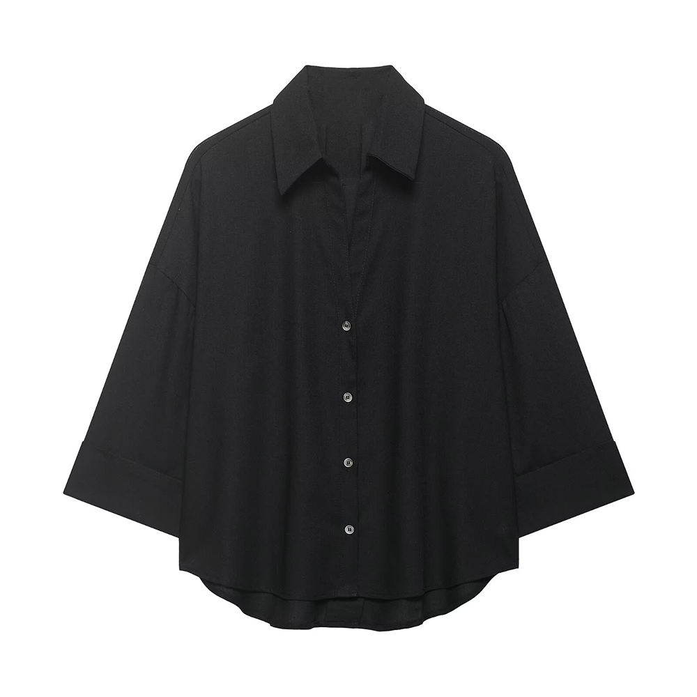Women's casual lapel button up shirt