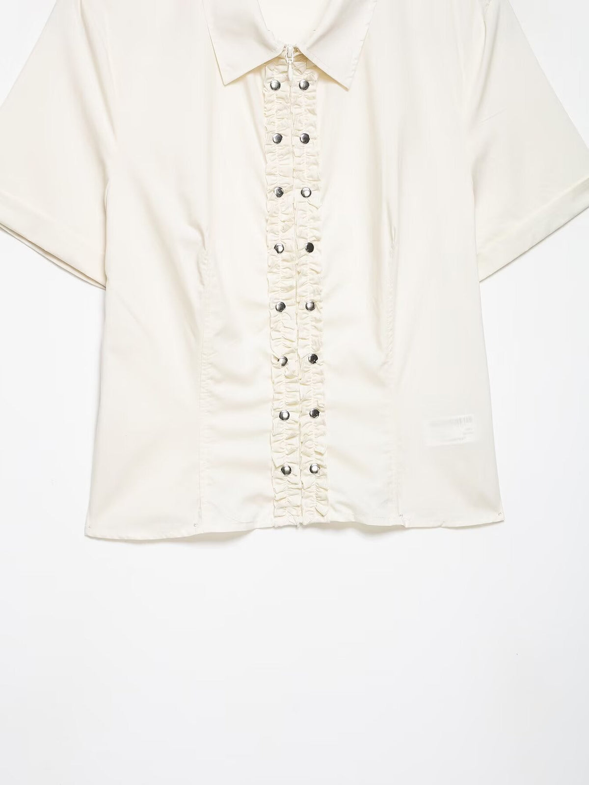 suit Women's 2 pieces Rivet Stacked Decorative Poplin Shirt+Skirts