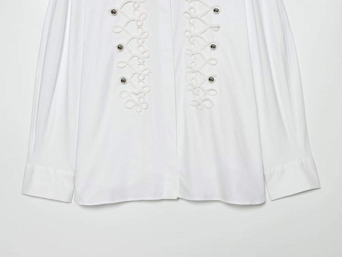 Women's rope knot buckle decoration poplin shirt