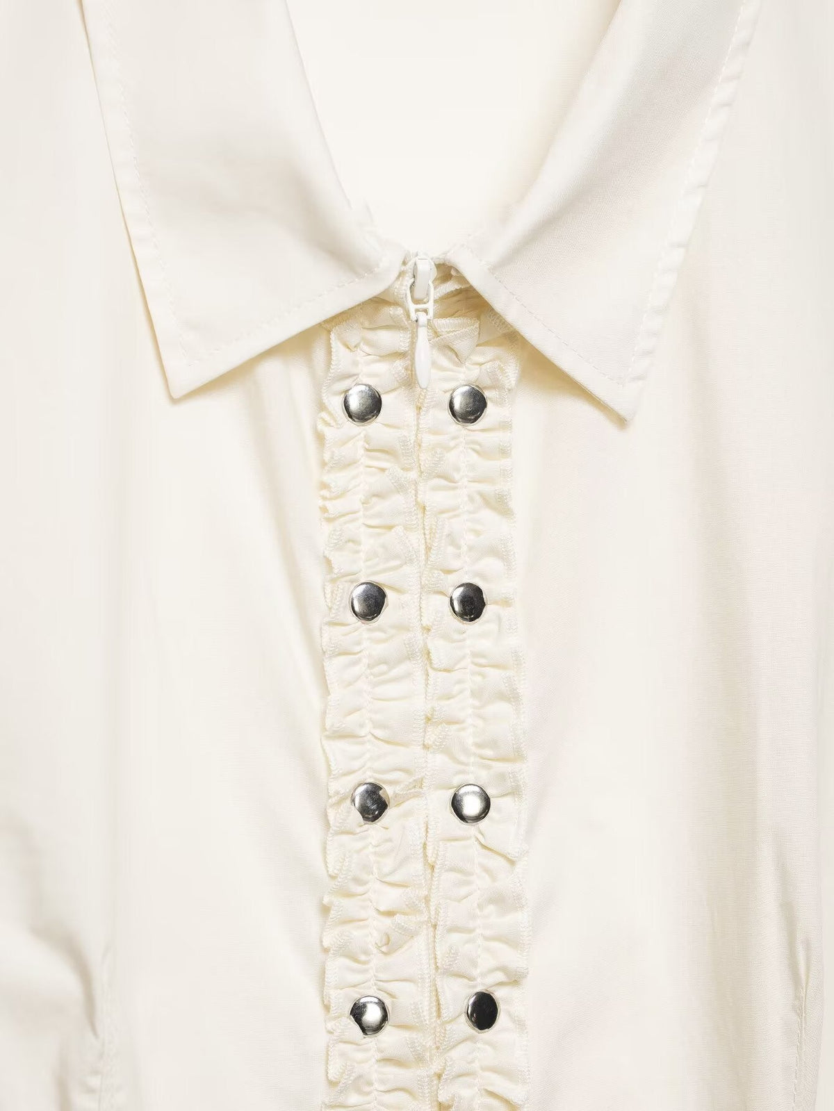 suit Women's 2 pieces Rivet Stacked Decorative Poplin Shirt+Skirts