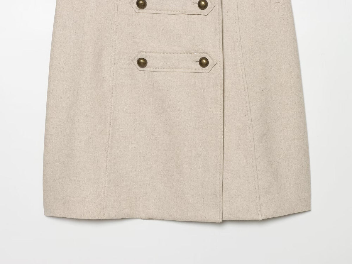 Women's rope knot buckle linen blended mini dress