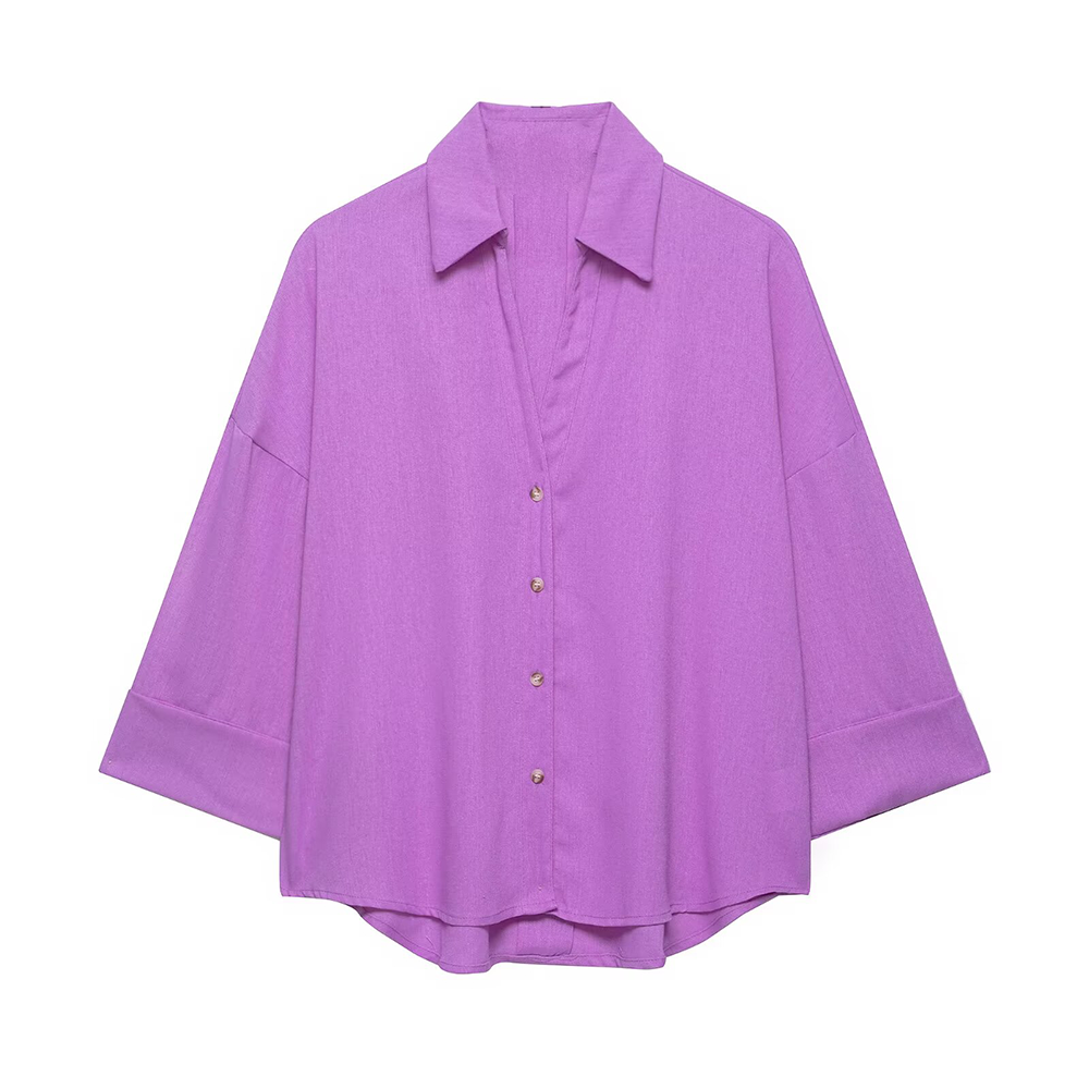 Women's casual lapel button up shirt