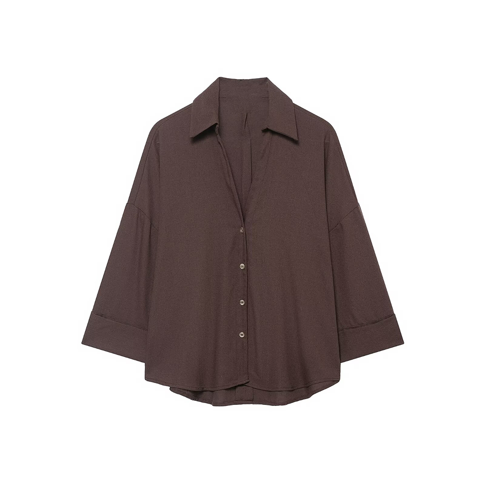 Women's casual lapel button up shirt