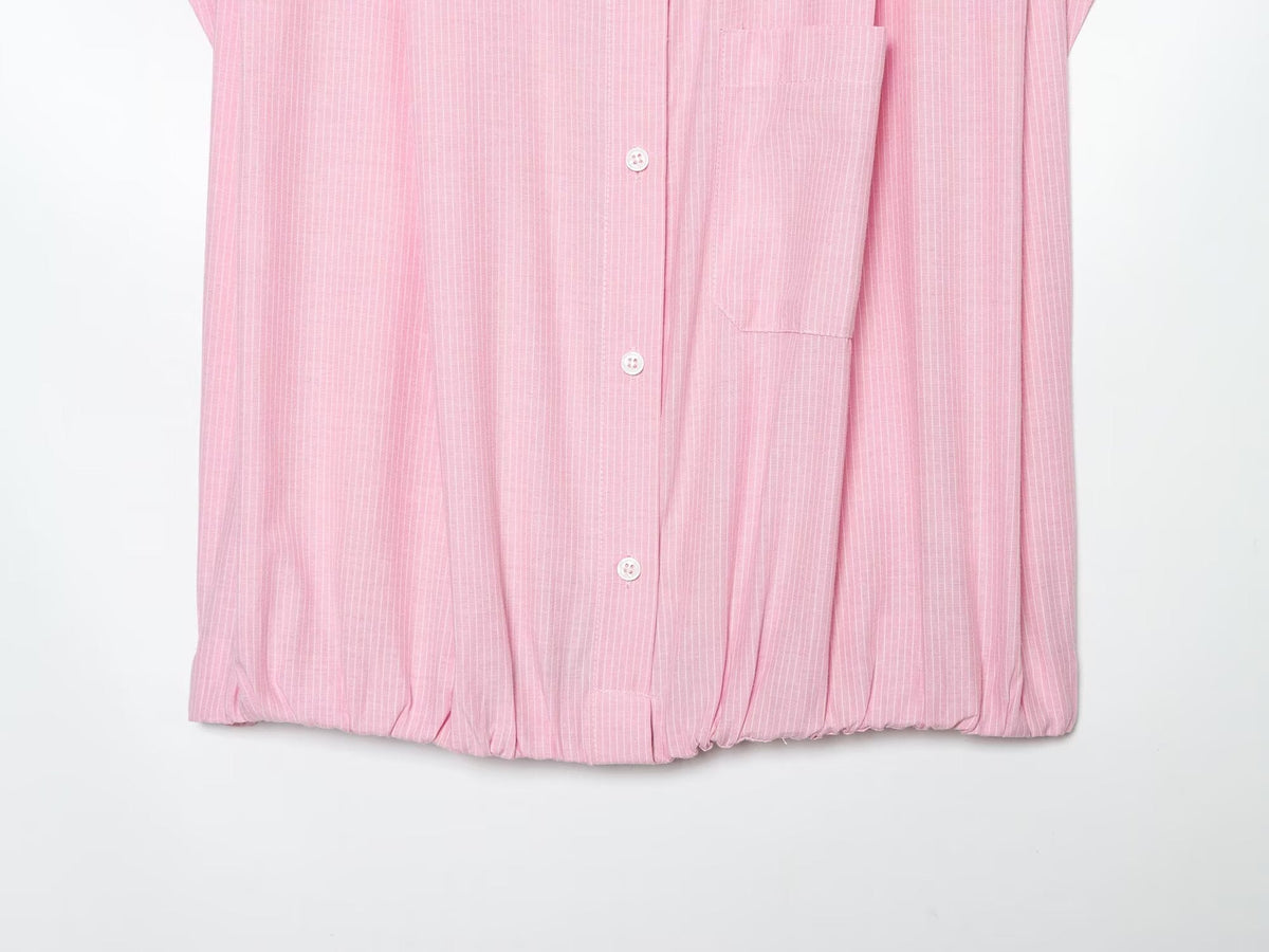 Women's striped short lapel shirt