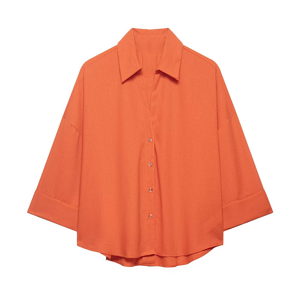 Women's casual lapel button up shirt