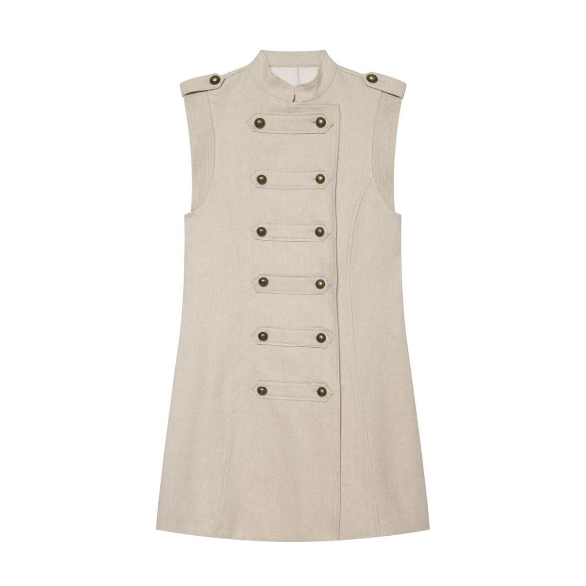 Women's rope knot buckle linen blended mini dress