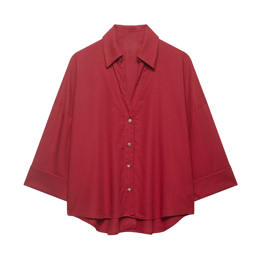 Women's casual lapel button up shirt