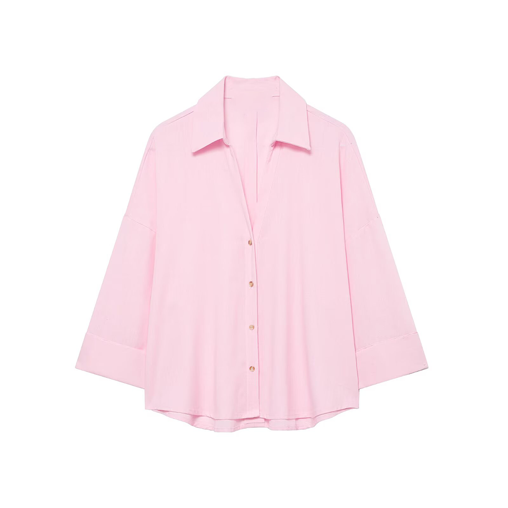 Women's casual lapel button up shirt