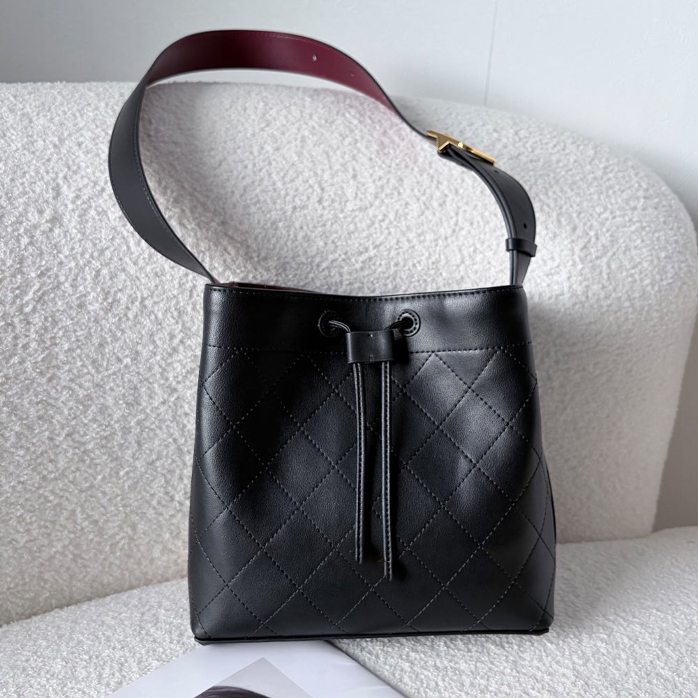 #149  new retro wide shoulder strap drawstring bucket bag