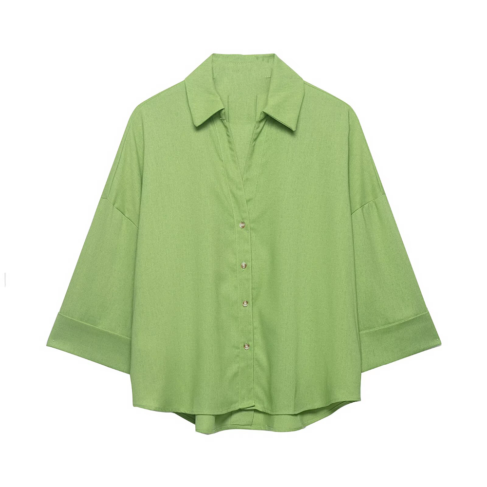 Women's casual lapel button up shirt