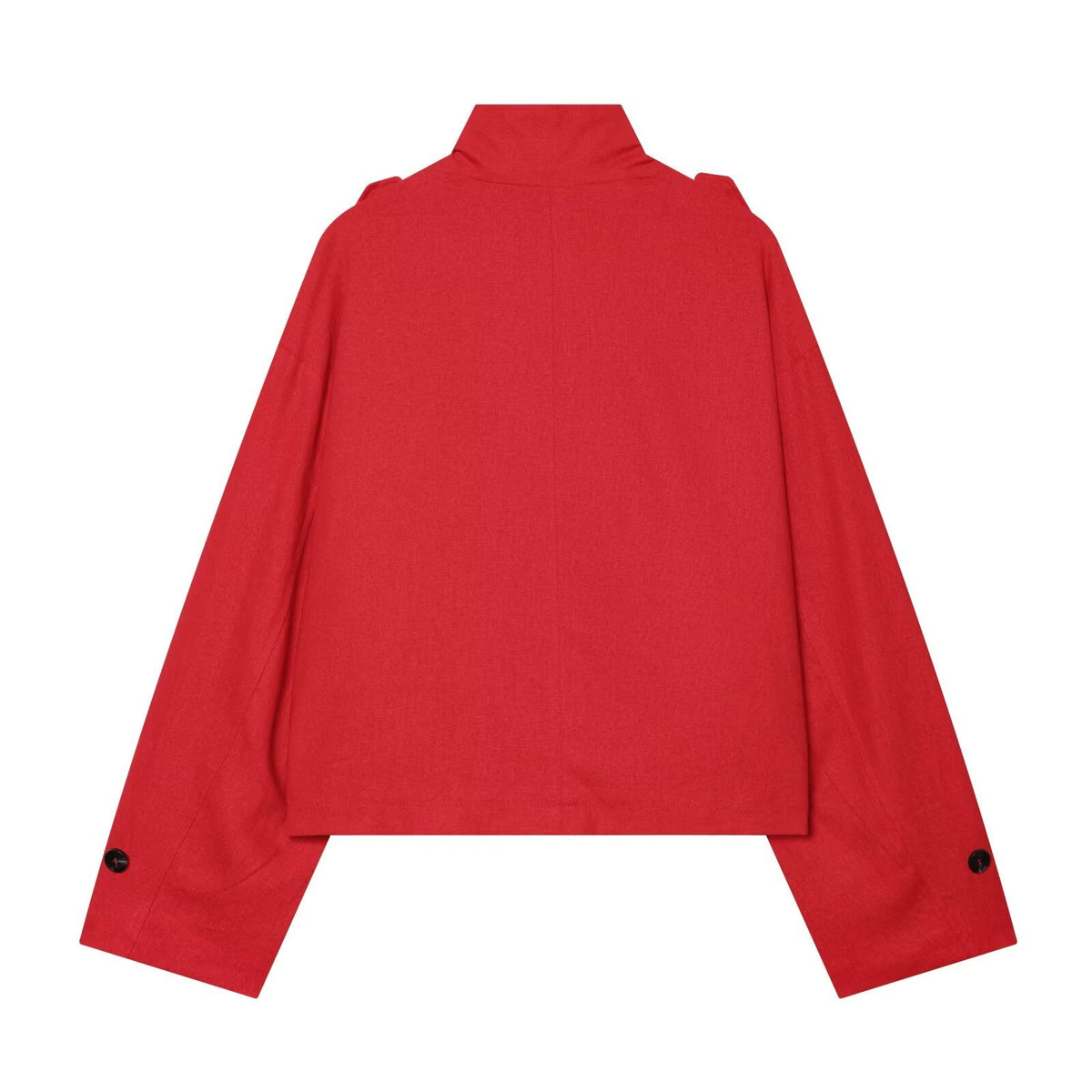 Women's standing collar linen blend Coat