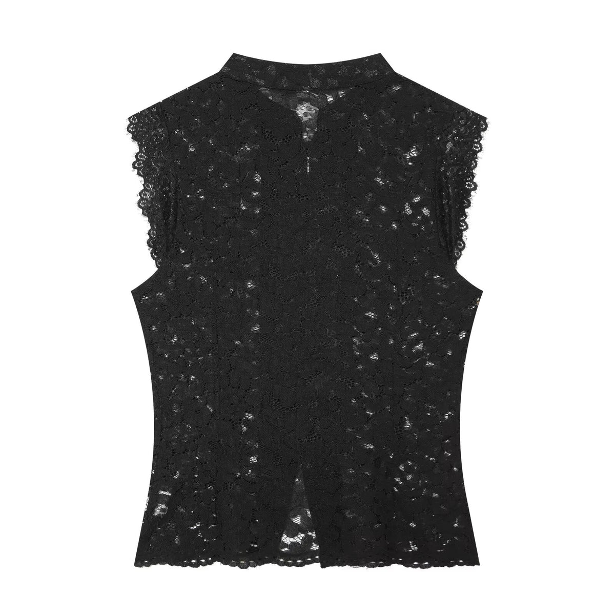 Women's lace hollow out buckle sleeveless vest