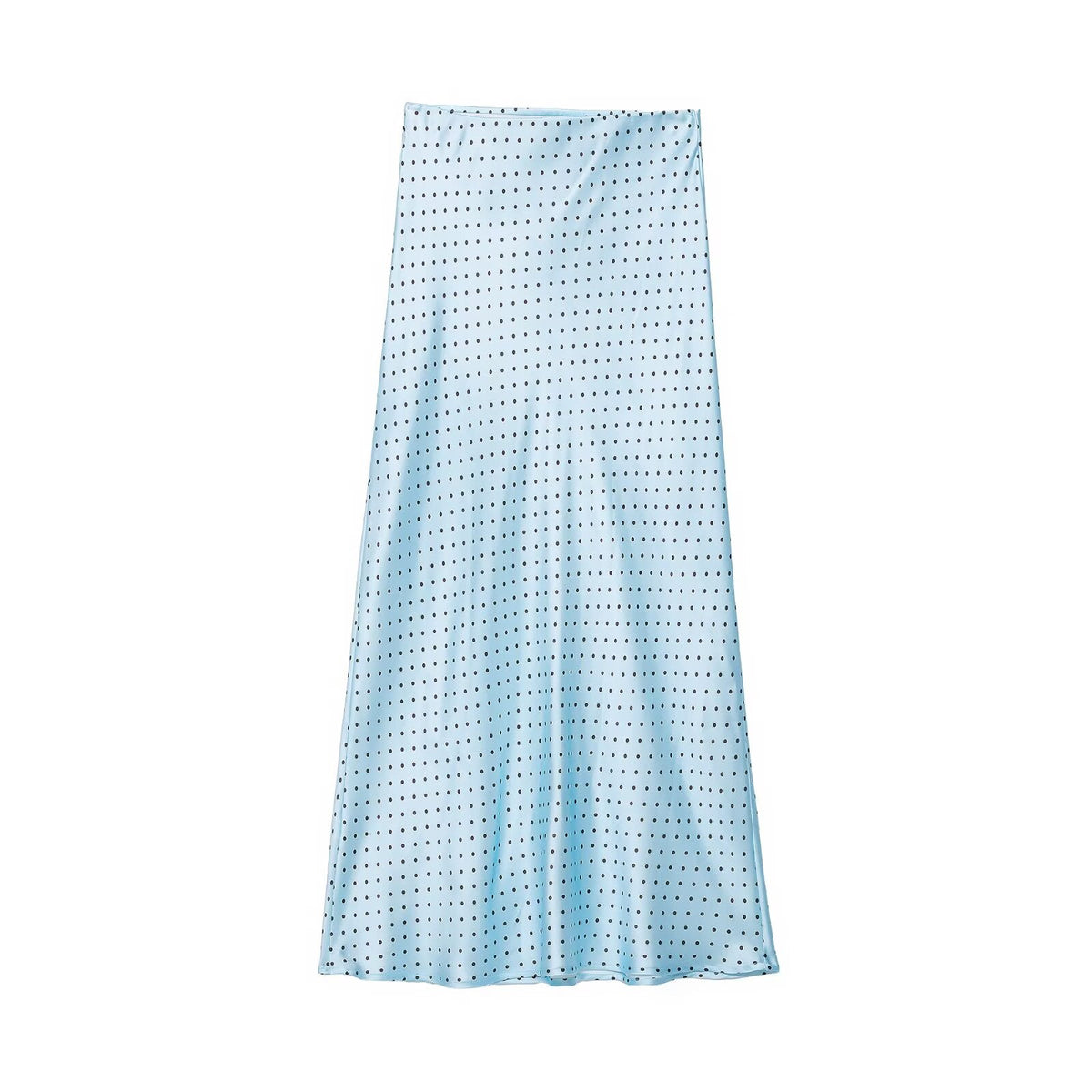 Women's satin textured polka dot MIDI skirt
