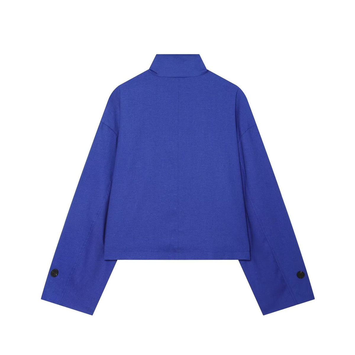 Women's standing collar linen blend Coat